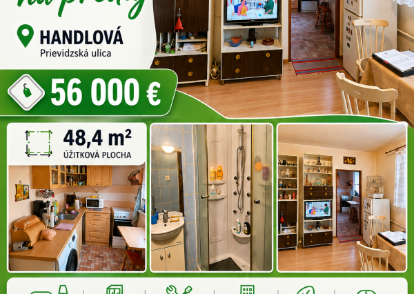 BV REAL Na predaj 2 izbový byt Handlová FM2483