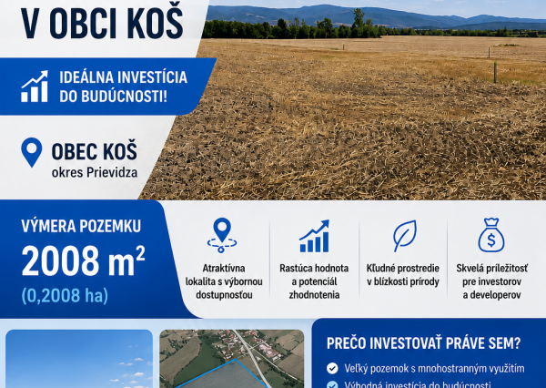 BV REAL Na predaj investičný pozemok obec Koš FM2510